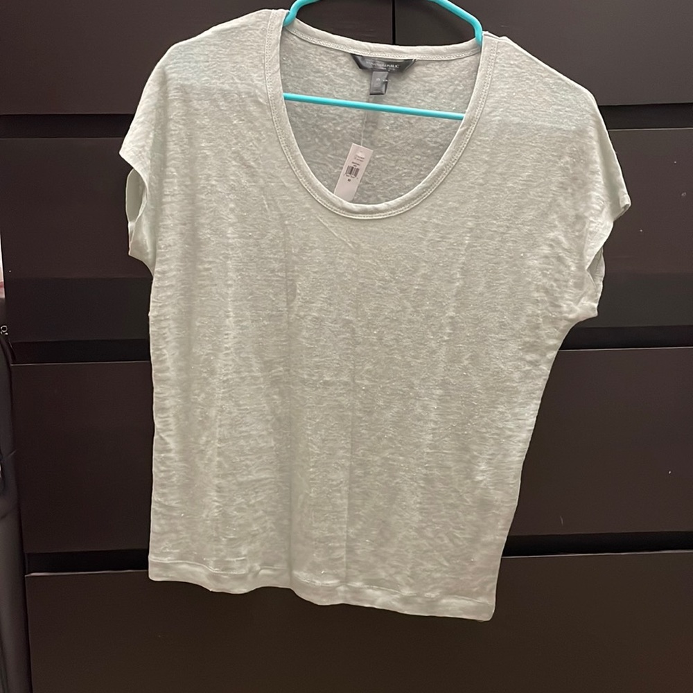 NWT Pale Army Green Linen SS Top